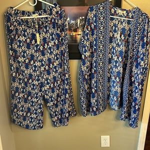 Max studio kimono no clasp with pants size Large